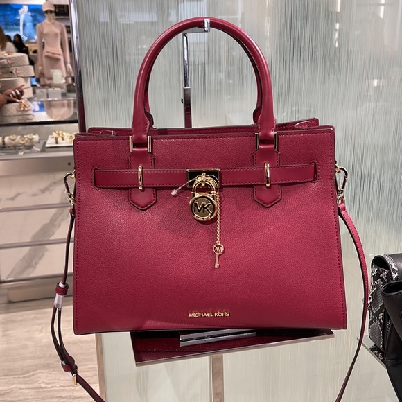 MICHAEL KORS HAMILTON MEDIUM SATCHEL Dark Cherry COLOR - Picture 12 of 16